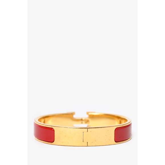 Hermès Red Enamel/Gold Clic Bracelet - Picture 2 of 3